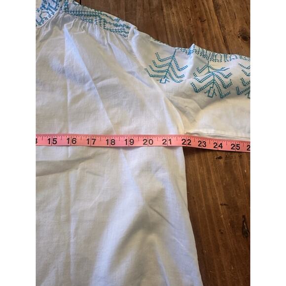 Gretchen Scott Tunic Top Size Small Embroidered Blouse Shirt Coastal Boho - Picture 8 of 16